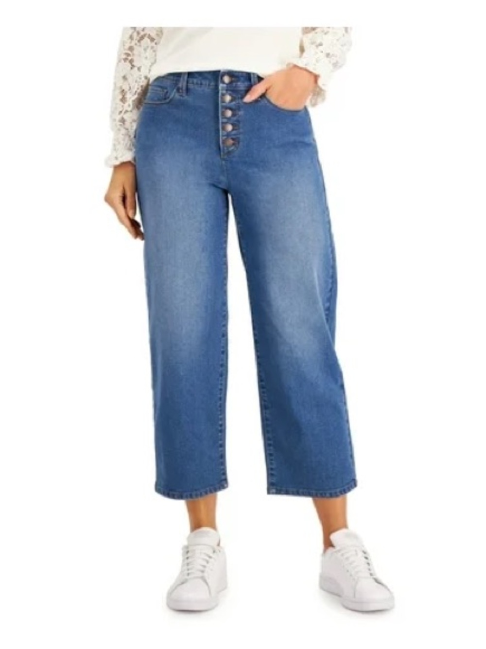 Charter Club Denim Button Fly Crop Pants Size 14 Contemporary Casual